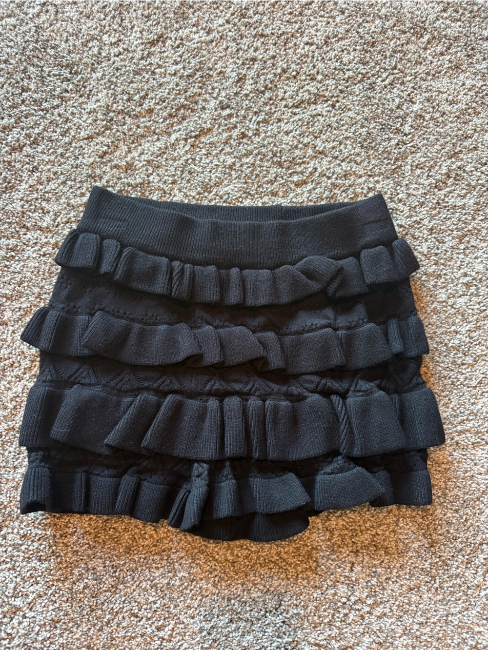 Black Ruffled Knit Sweater & Mini Short Set - Picture 5 of 7